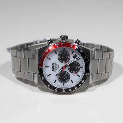 Lorus Stainless Steel Solar White Dial Chronograph Men's Watch RZ527AX9