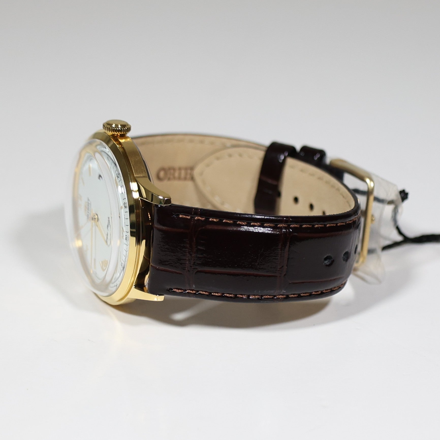 Orient Classic Gold Tone White Dial Brown Leather Strap Men's Watch TAC00007WO - Chronobuy