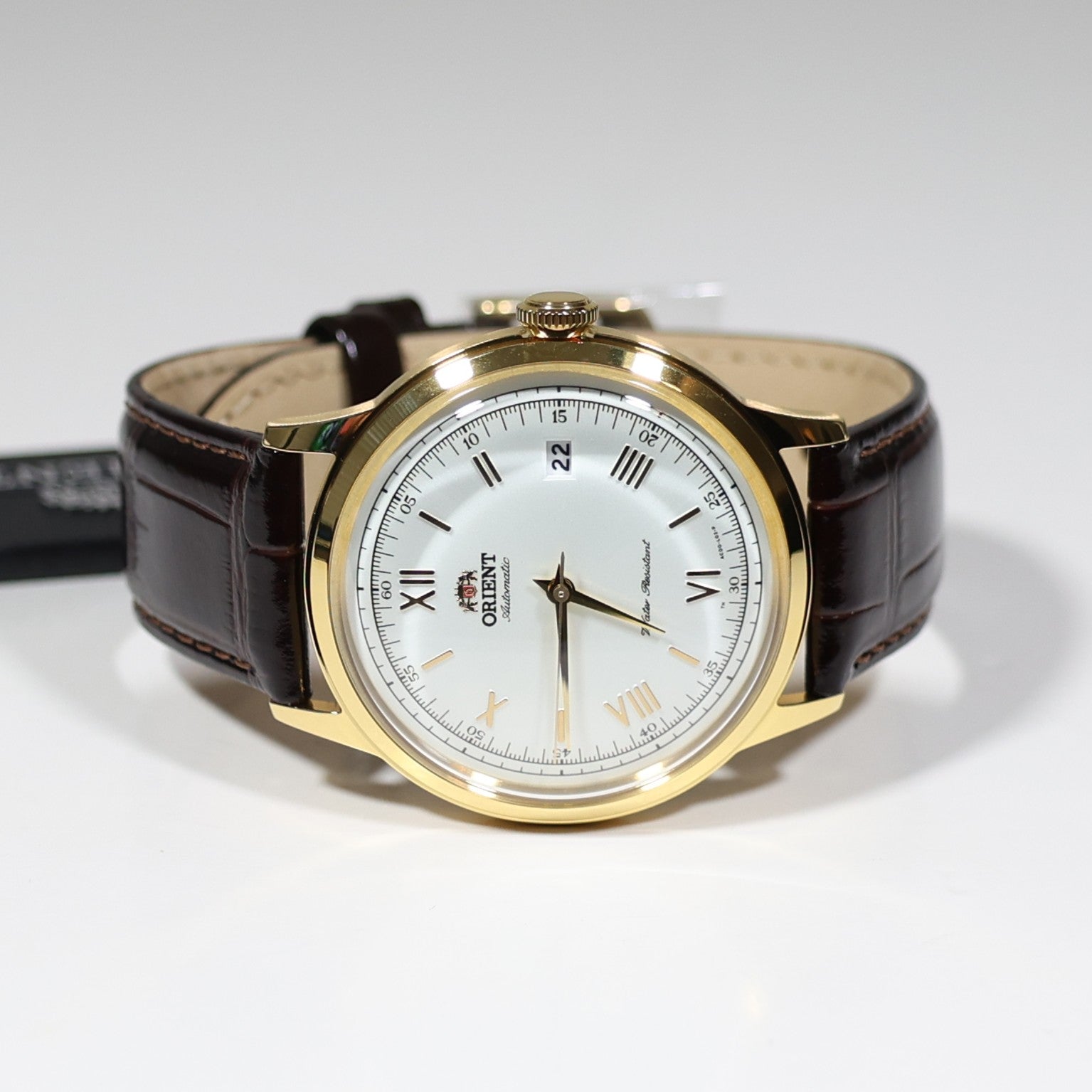 Orient Classic Gold Tone White Dial Brown Leather Strap Men's Watch TAC00007WO - Chronobuy