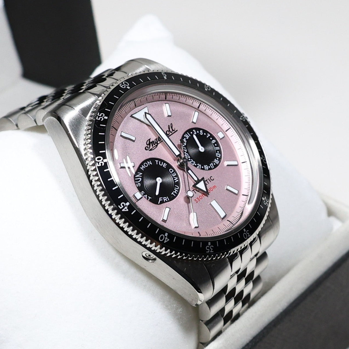 Ingersoll Outlaw Pink Dial Stainless Steel Sporty Men's Watch l17201