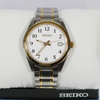 Seiko Quartz Two Tone Men's White Dial Sapphire Crystal Watch SUR460P1