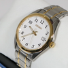 Seiko Quartz Two Tone Men's White Dial Sapphire Crystal Watch SUR460P1