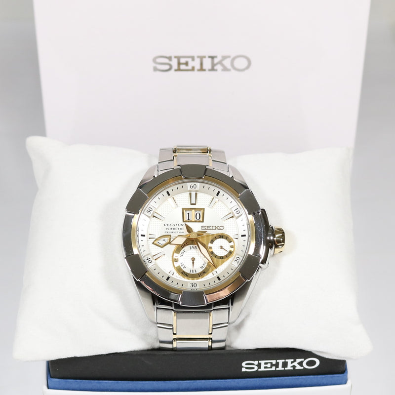 Seiko Velatura Kinetic Perpetual Calendar Two Tone Men's Watch SNP100P1