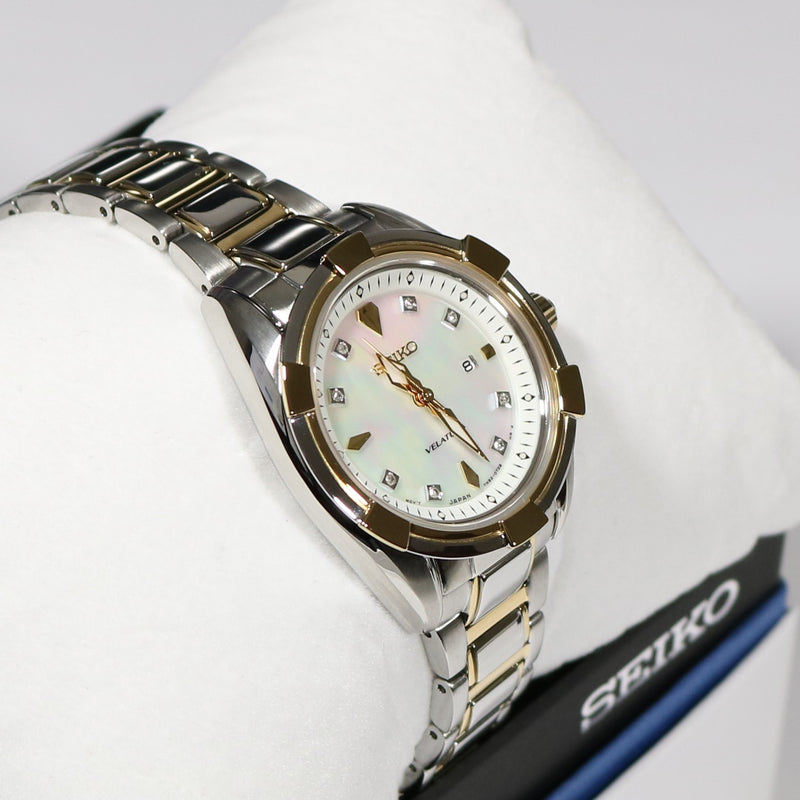 Seiko Quartz Women's Mother of Pearl Two Tone Diamond Watch SXDG08P1