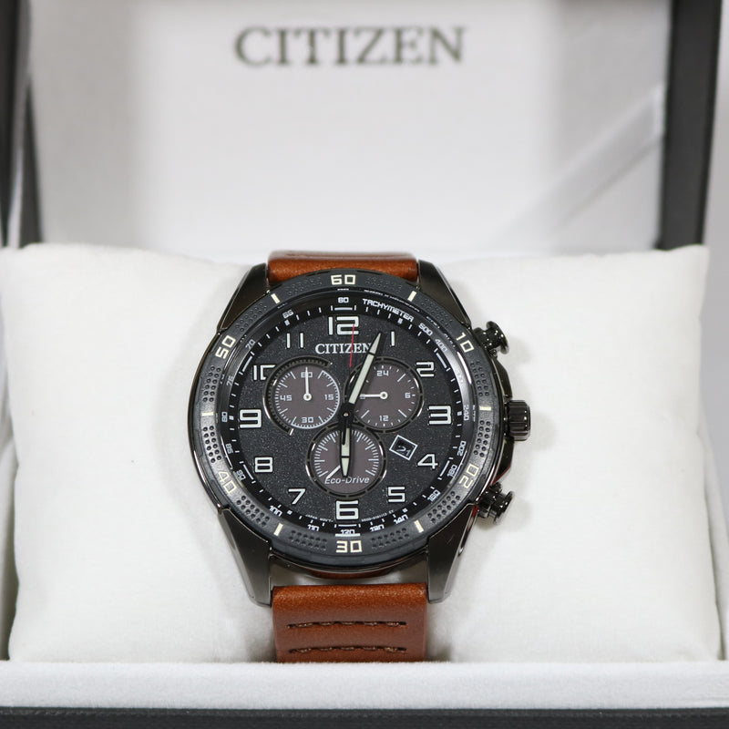 Citizen Black AR Stainless Steel Eco Drive Chronograph Watch AT2447-01E - Chronobuy