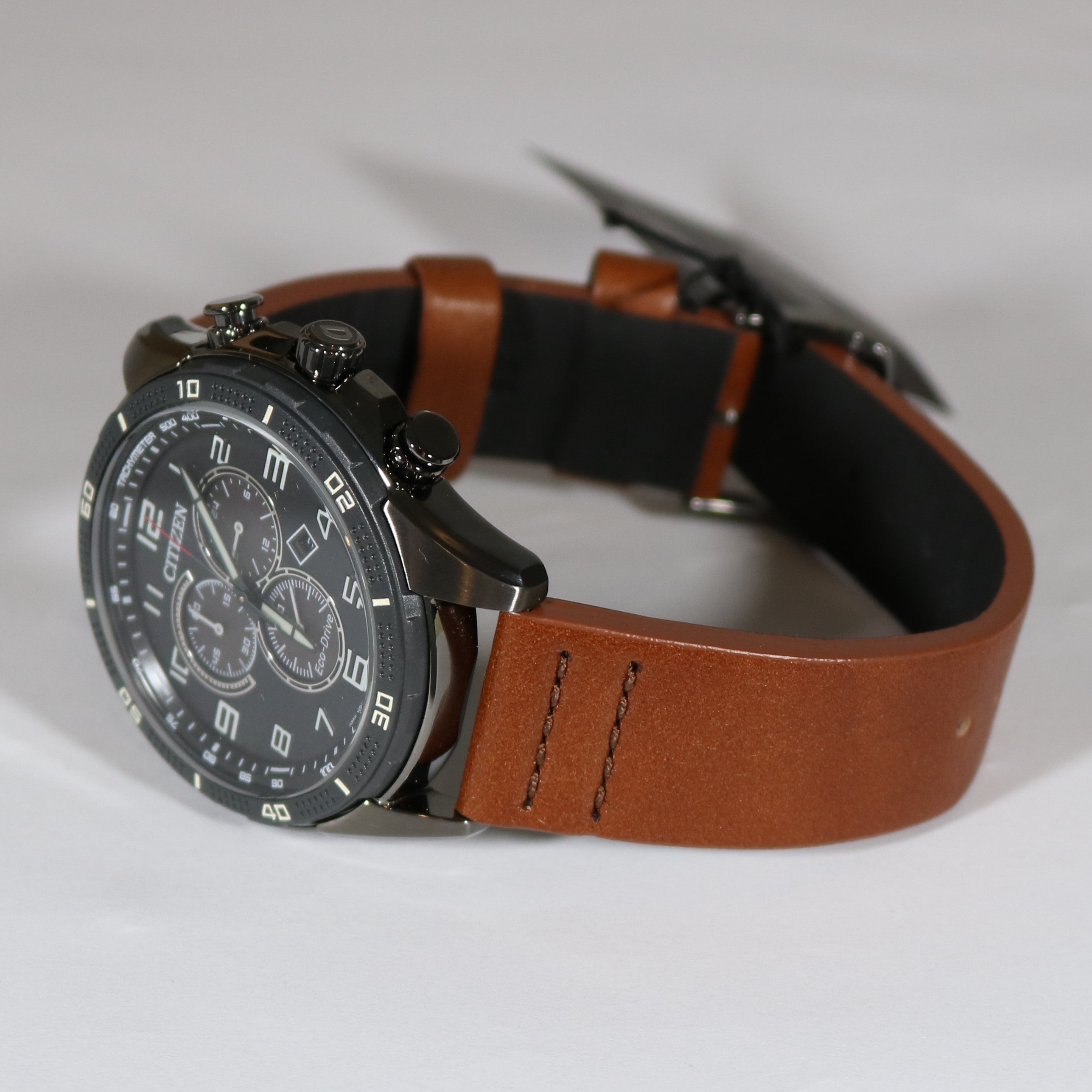 Citizen Black AR Stainless Steel Eco Drive Chronograph Watch AT2447-01E - Chronobuy