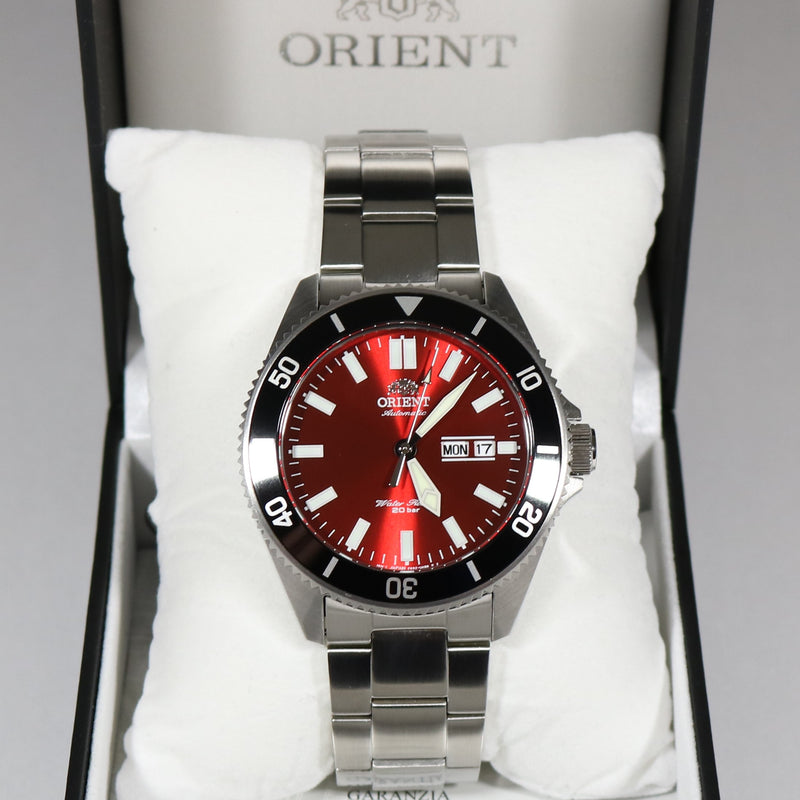 Orient Kanno Automatic Red Dial Men's Stainless Steel Watch RA-AA0915R19B