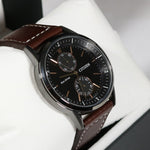 Citizen Eco-Drive Black Dial Brown Strap Stainless Steel Men's Watch BU3027-16E