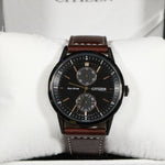 Citizen Eco-Drive Black Dial Brown Strap Stainless Steel Men's Watch BU3027-16E