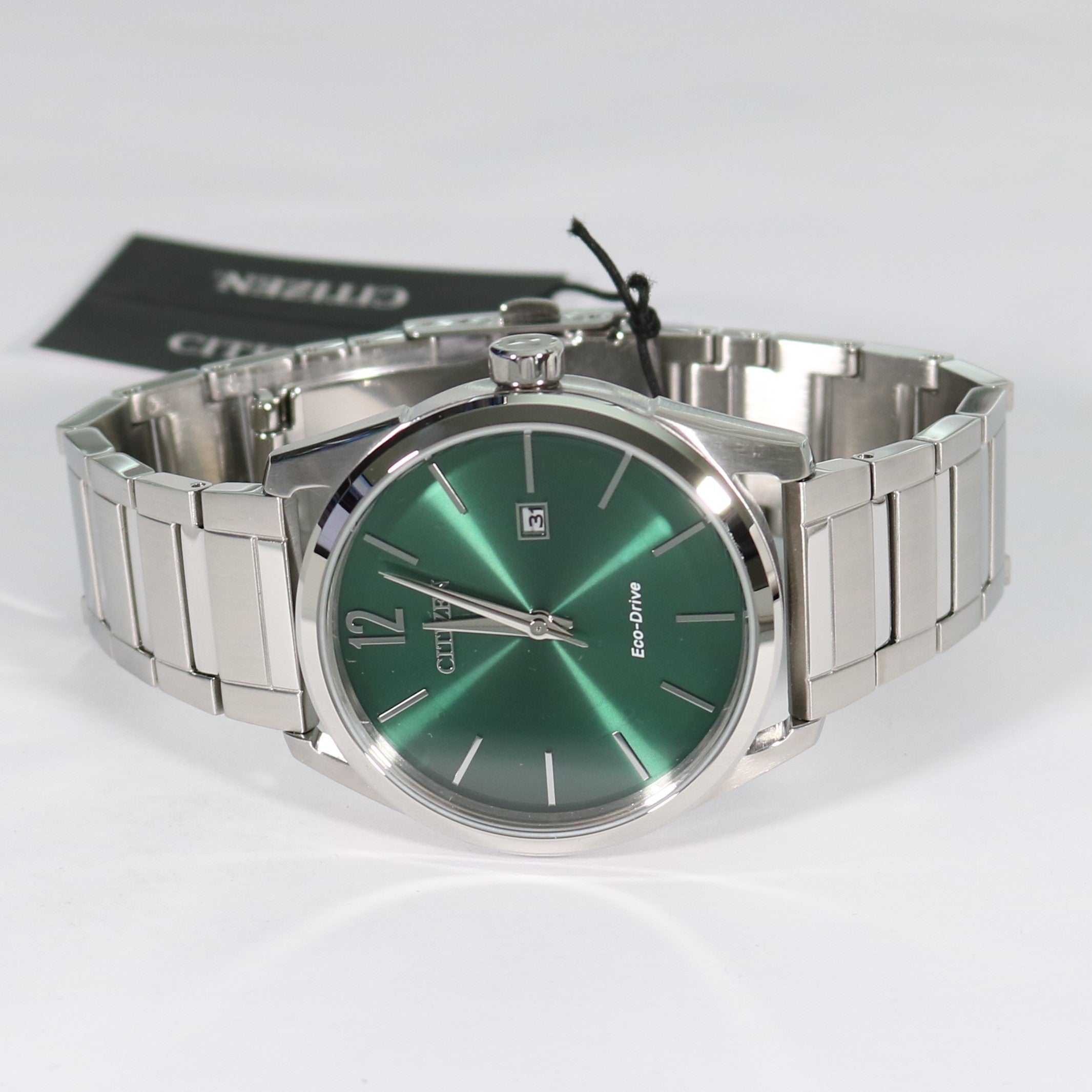 Citizen Eco-Drive Men's Green Dial Stainless Steel Watch BM7410