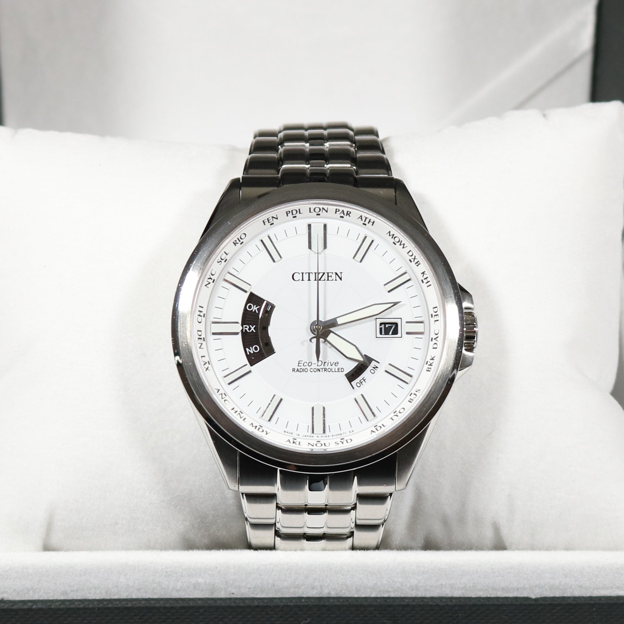 Citizen Eco Drive Radio Controlled White Black Dial Stainless Steel Wa Chronobuy
