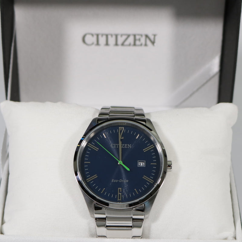 Citizen Eco Drive Blue Dial Elegant Stainless Steel Men's Watch BM7350-86L - Chronobuy