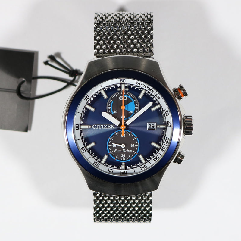 Citizen Eco Drive Blue Dial Mesh Strap Chronograph Men's Watch CA7011-83L