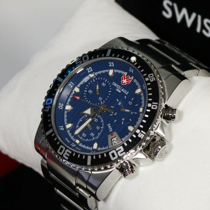 Swiss Eagle Sea Ranger Blue Dial Chronograph Watch SE-9005-33 - Chronobuy