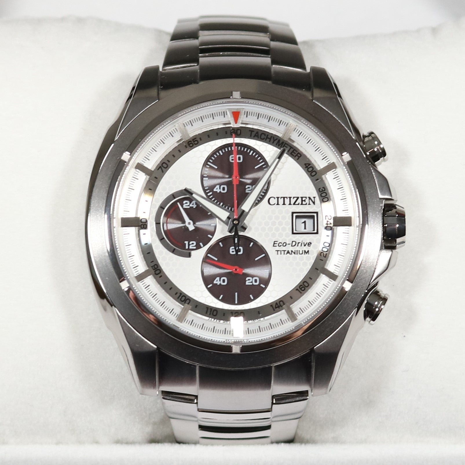 Citizen Eco-Drive Super Titanium White Dial Chronograph Men's