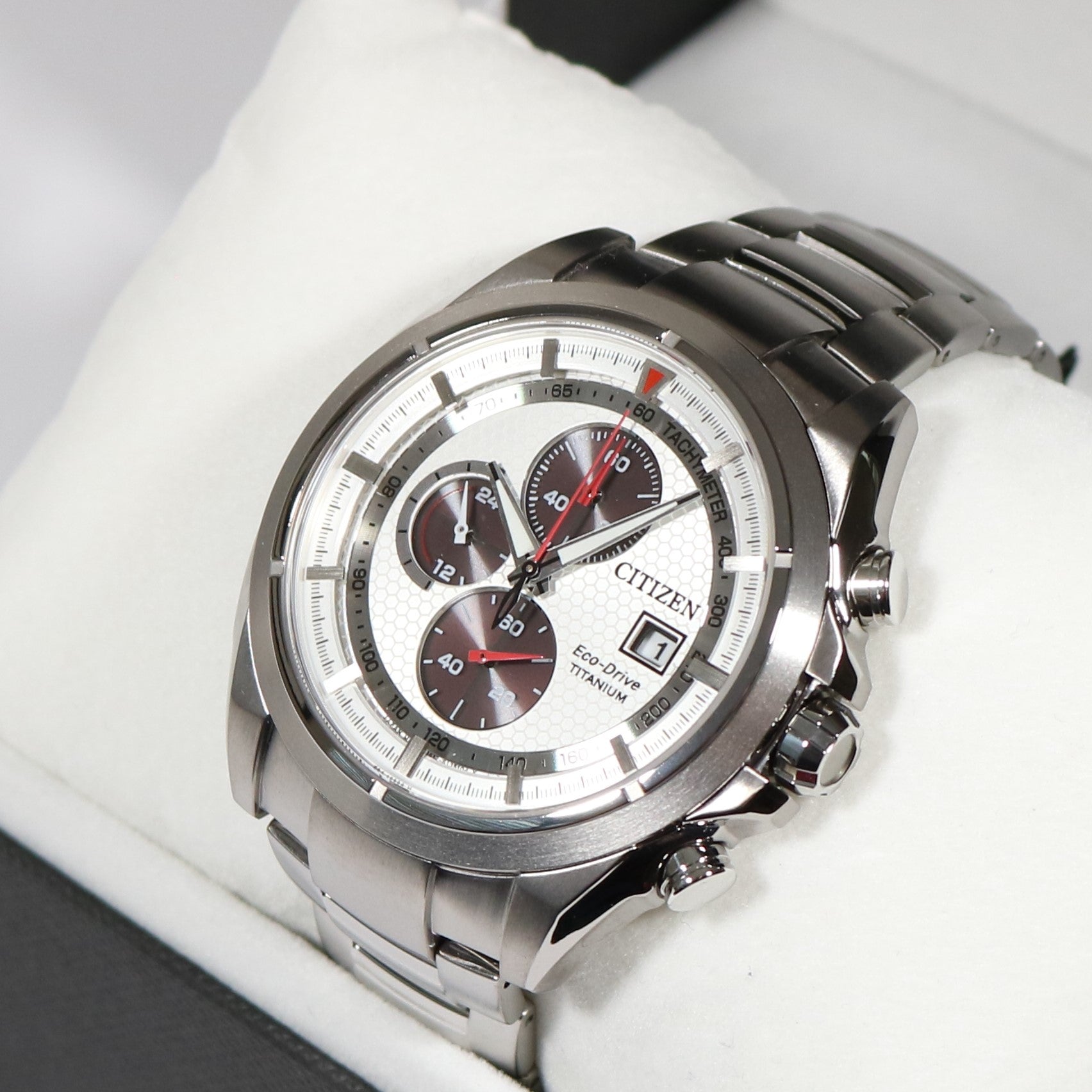 Citizen Eco-Drive Super Titanium White Dial Chronograph Men's