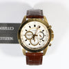 Citizen Quartz Gold Tone Chronograph Brown Leather Strap Men's Watch AN8043-05A - Chronobuy