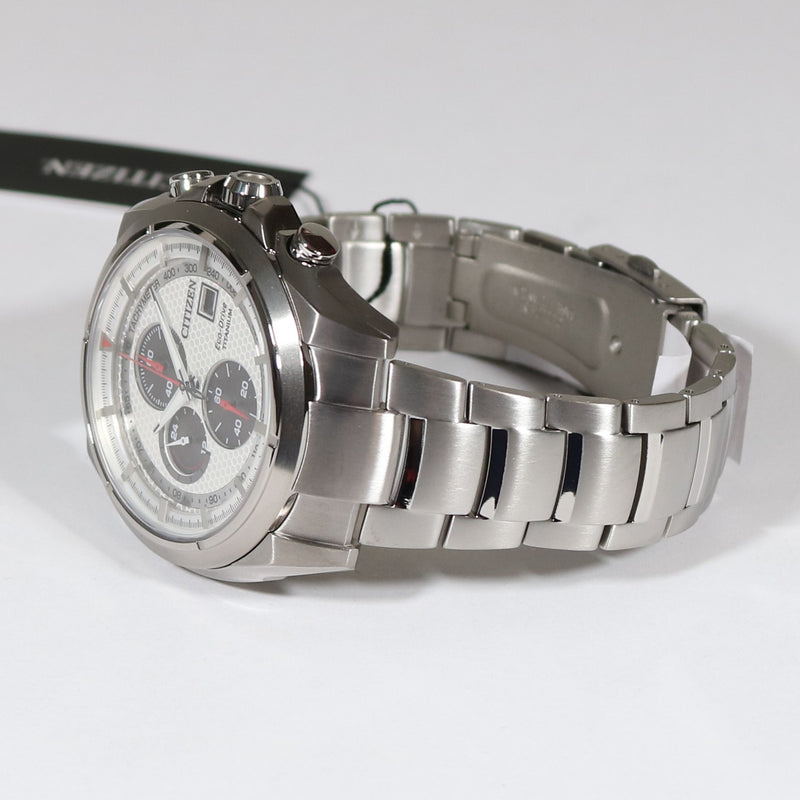 Citizen Eco-Drive Super Titanium White Dial Chronograph Men's