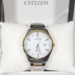 Citizen Eco-Drive Men's Two Tone White Dial Stainless Steel Watch BM7354-85A