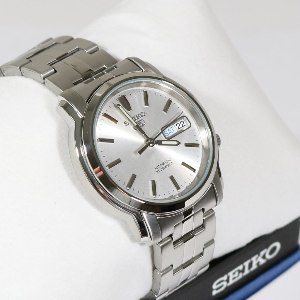 Seiko 5 Stainless Steel Silver Dial Automatic Men s Watch SNKK65K1 Chronobuy
