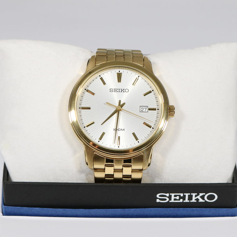 Seiko Neo Classic Silver Dial Gold Quartz Men's Watch SUR264P1 - Chronobuy