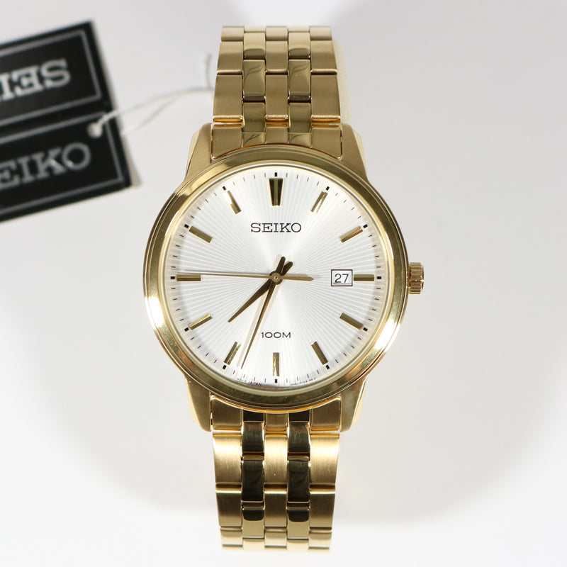 Seiko Neo Classic Silver Dial Gold Quartz Men's Watch SUR264P1 - Chronobuy