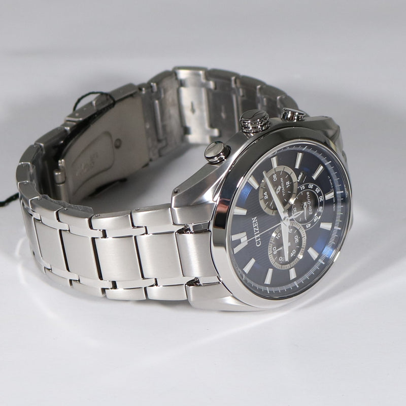 Citizen Eco Drive Titanium Blue Dial Chronograph Men's Watch CA4010-58L - Chronobuy