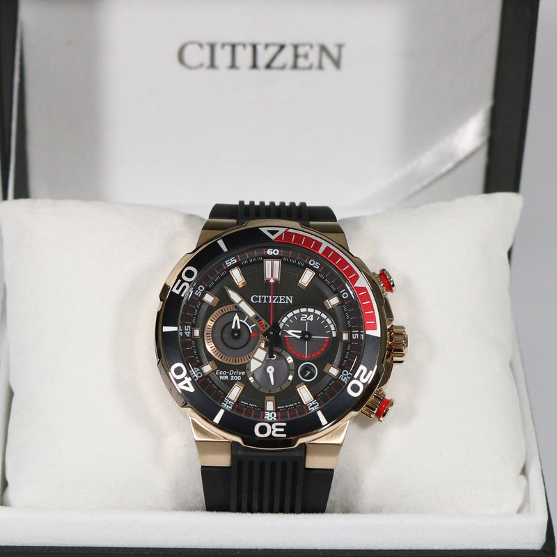 Citizen Eco-Drive Rose Gold Tone Diver's Chronograph Watch CA4252-08E - Chronobuy