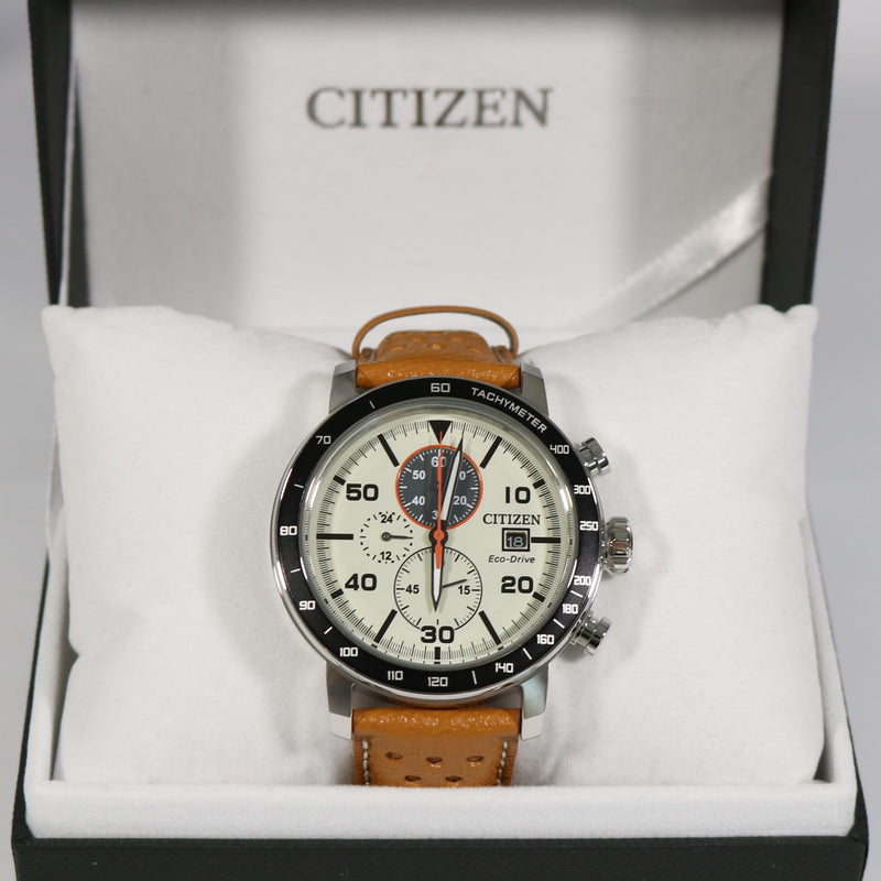 Citizen Brycen Ivory Dial Leather Strap Men's Watch CA0641-16X - Chronobuy