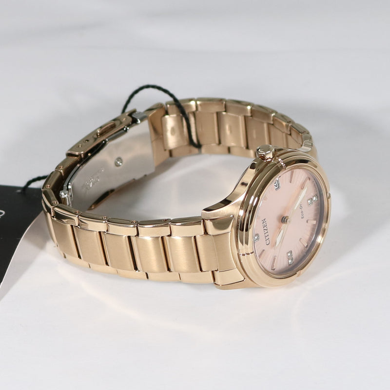 Citizen Eco Drive Rose Gold Tone Elegant Women's Watch FE6053-57W - Chronobuy