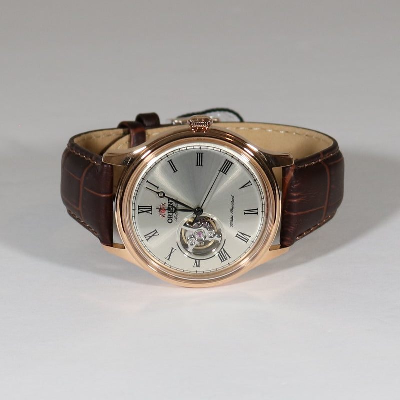 Orient Open Heart Silver Dial Rose Gold Tone Automatic Men's Watch FAG00001S0