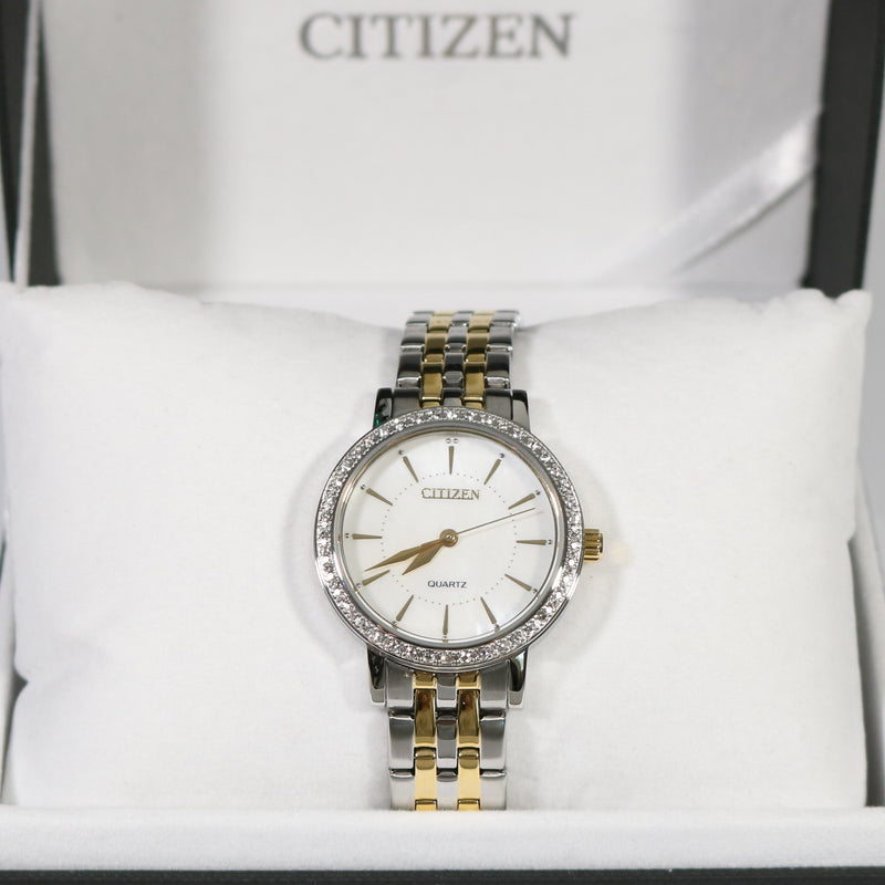 Citizen Women's Mother Of Pearl Two Tone Watch EL3044-89D - Chronobuy