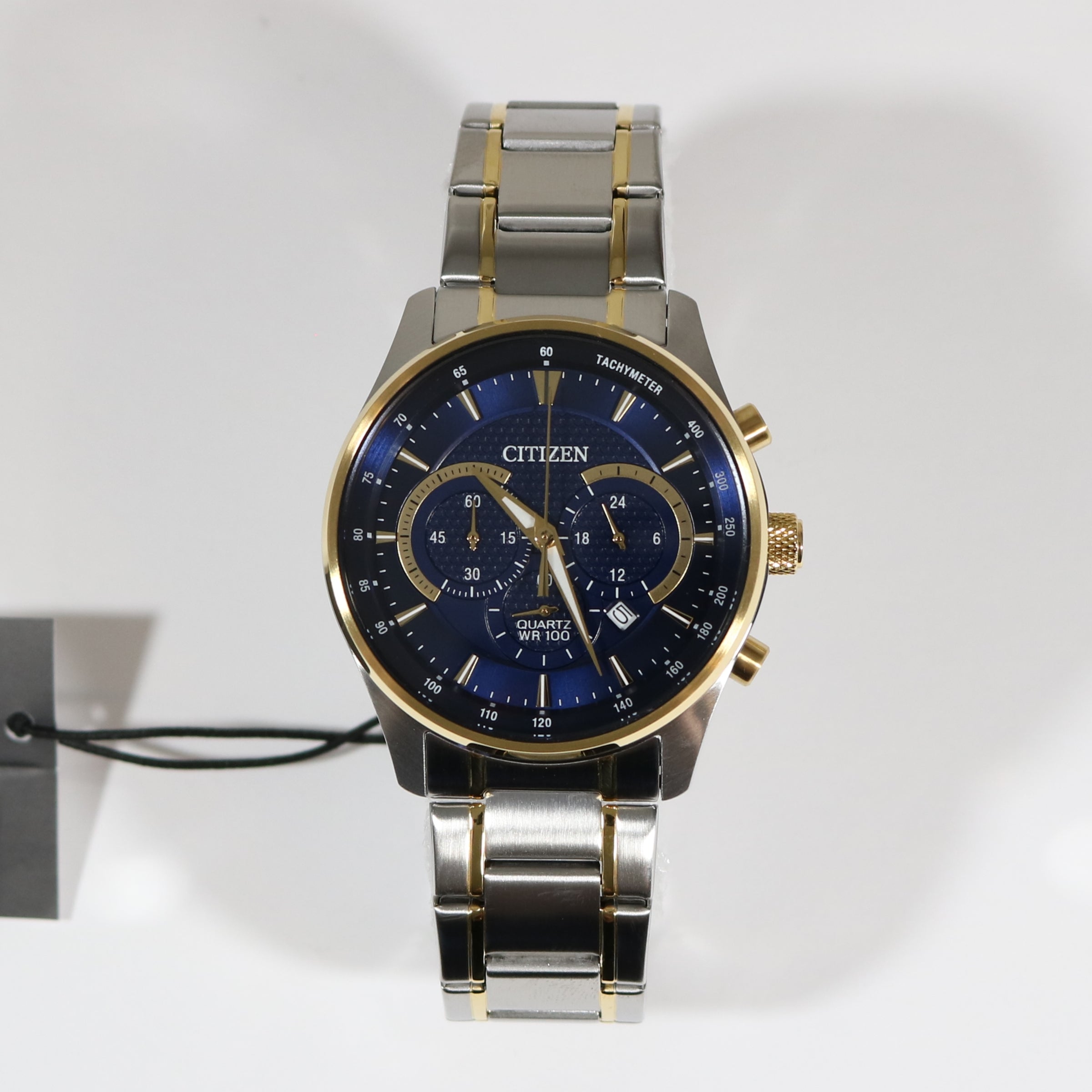Citizen Men's Two Tone Blue Dial Chronograph Stainless Steel Watch AN8 –  Chronobuy