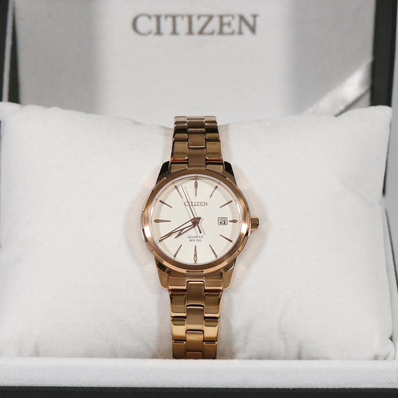 Citizen Women's Quartz Rose Gold Tone White Dial Watch EU6073-53A - Chronobuy