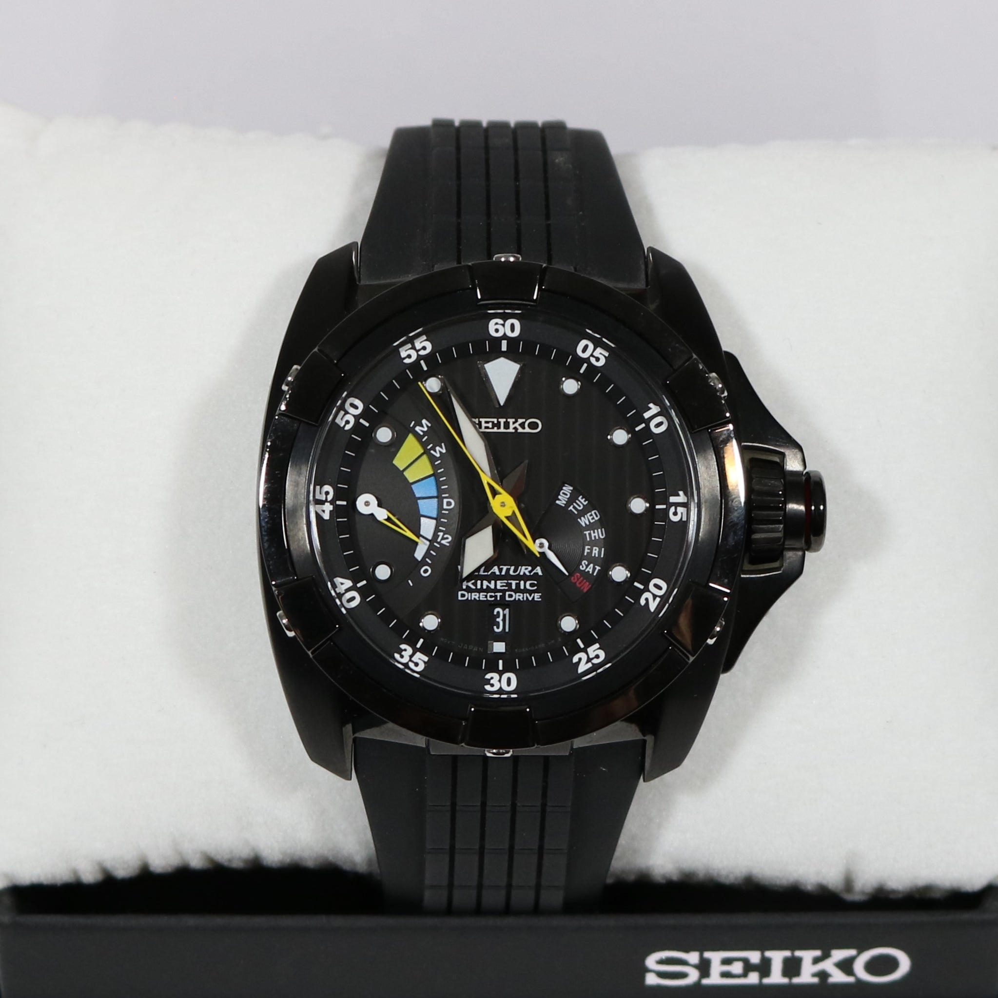 undertrykkeren Recite Barry Seiko Velatura Kinetic Direct Drive Black Dial Men's Watch SRH013P1 –  Chronobuy