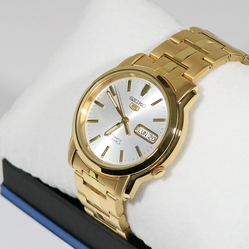 Seiko Gold Tone Silver Dial Men's Automatic Watch SNKK74K1 –