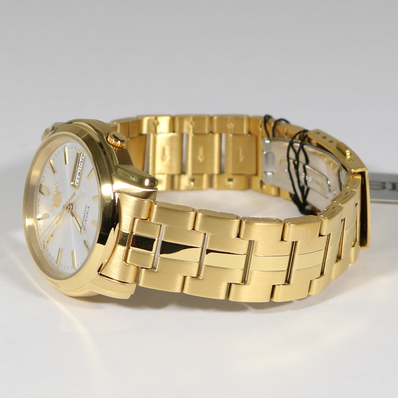 Seiko 5 Gold Tone Silver Dial Men's Automatic Watch SNKK74K1