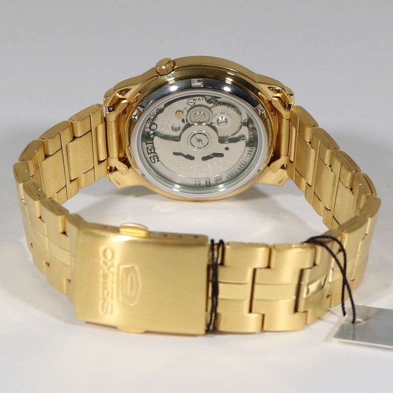 Seiko 5 Gold Tone Silver Dial Men's Automatic Watch SNKK74K1