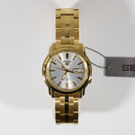 Seiko 5 Gold Tone Silver Dial Men's Automatic Watch SNKK74K1