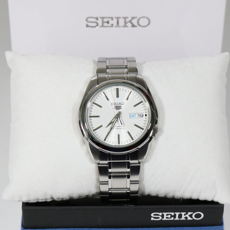 Seiko 5 White Dial Men's Stainless Steel Automatic Watch SNKL41K1