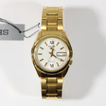 Seiko 5 Gold Tone Stainless Steel White Dial Men's Automatic Watch SNKL58K1