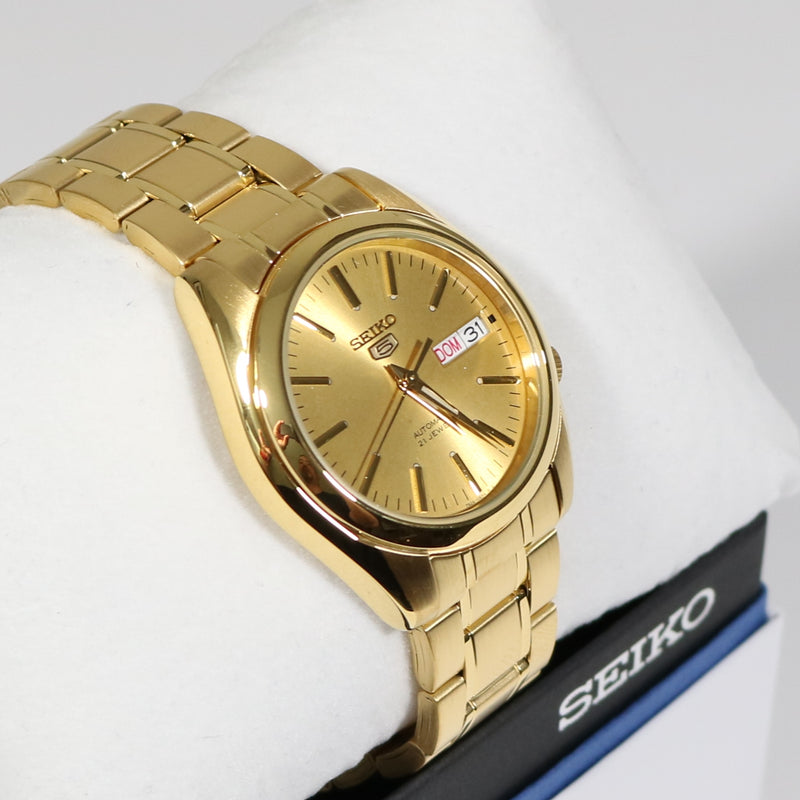 Seiko 5 Automatic Gold Tone Stainless Steel Gold Dial Men's Watch SNKL48K1
