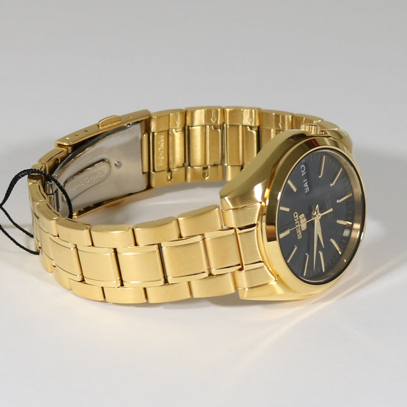 Seiko 5 Gold Tone Stainless Steel Black Dial Men s Automatic Watch
