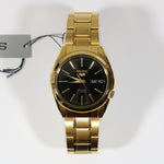 Seiko 5 Gold Tone Stainless Steel Black Dial Men's Automatic Watch SNKL50K1