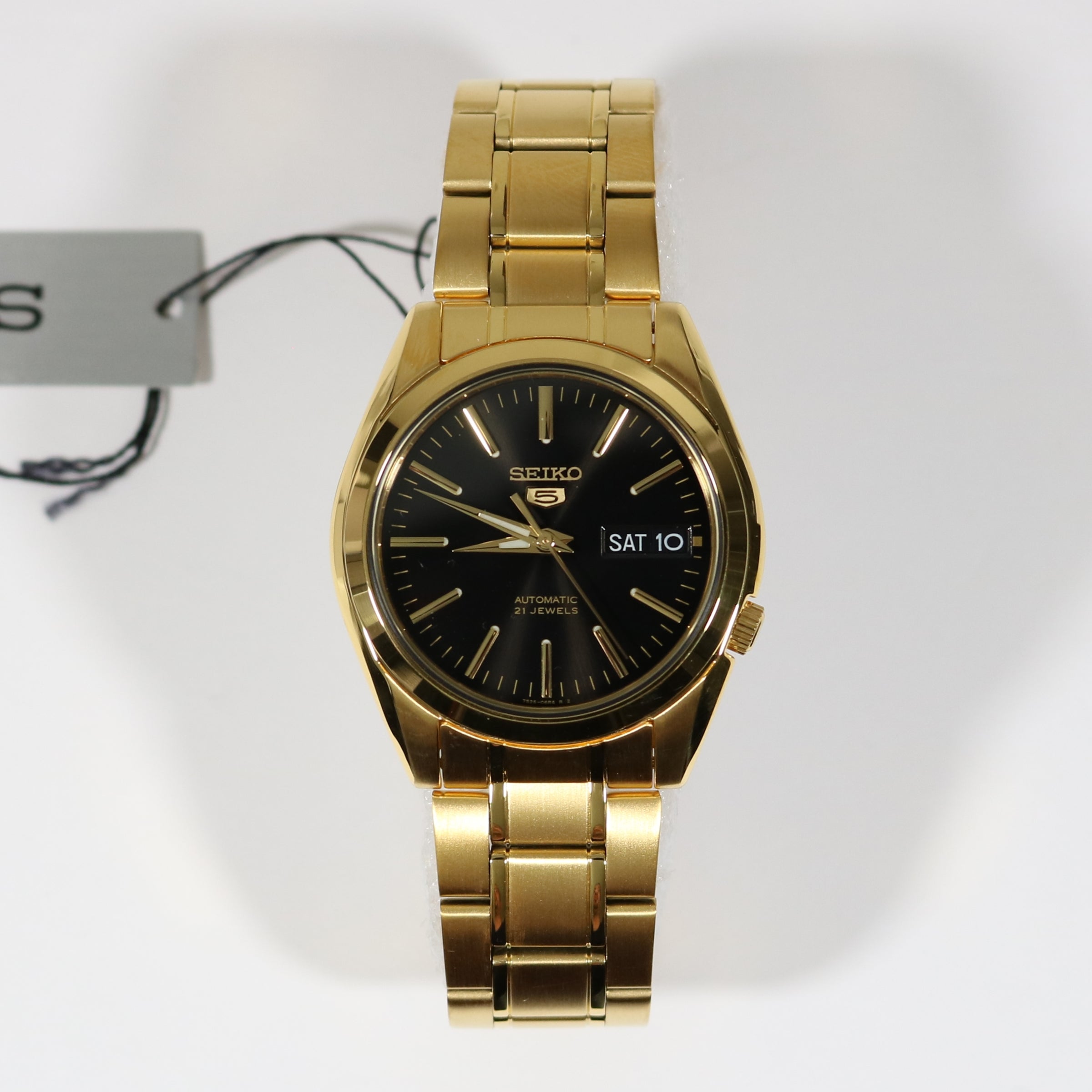 Kollektive Pelagic Siesta Seiko 5 Gold Tone Stainless Steel Black Dial Men's Automatic Watch SNK –  Chronobuy