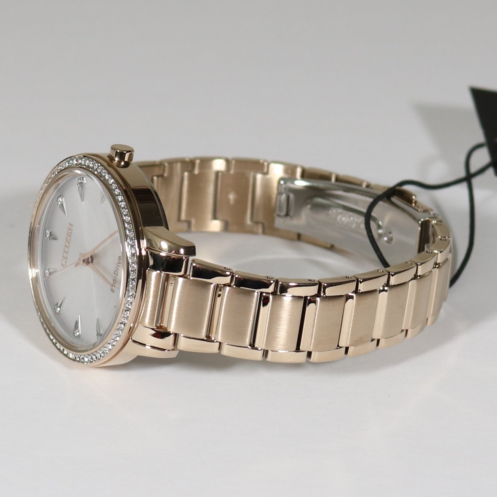 CITIZEN Women's Silhouette Crystal Watch FE7043-55A - Silver Teardrop Crystal Dial - Rose Gold-tone Stainless Steel Case - Round Swarovski Crystal Bezel - Rose Gold-tone Bracelet