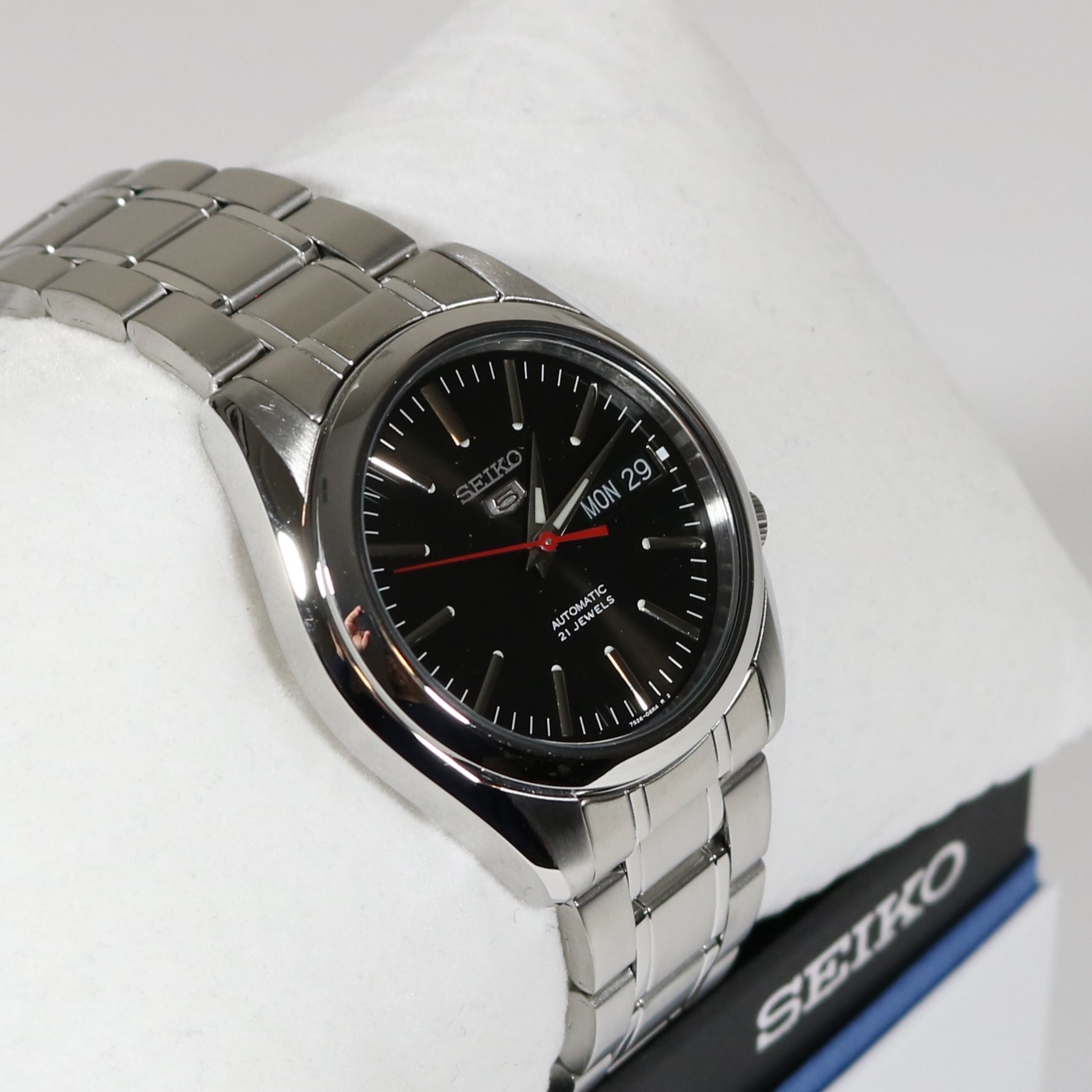 Seiko 5 Automatic Black Dial Men s Stainless Steel Watch SNKL45J1 Chronobuy