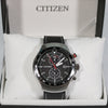 Citizen Eco Drive Black Dial Leather Strap Chronograph Watch CA7010-19E - Chronobuy