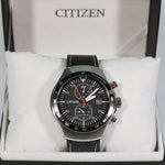 Citizen Eco Drive Black Dial Leather Strap Chronograph Watch CA7010-19E - Chronobuy