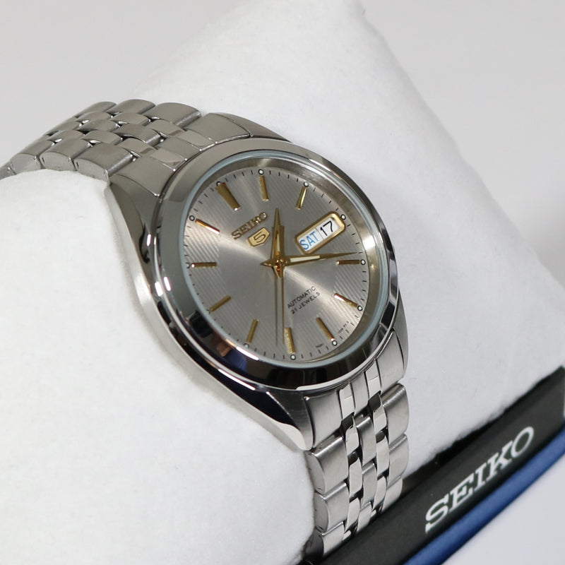 Seiko 5 Men's Automatic Gray Dial Gold Tone Hands Stainless Steel Watch SNKL19K1